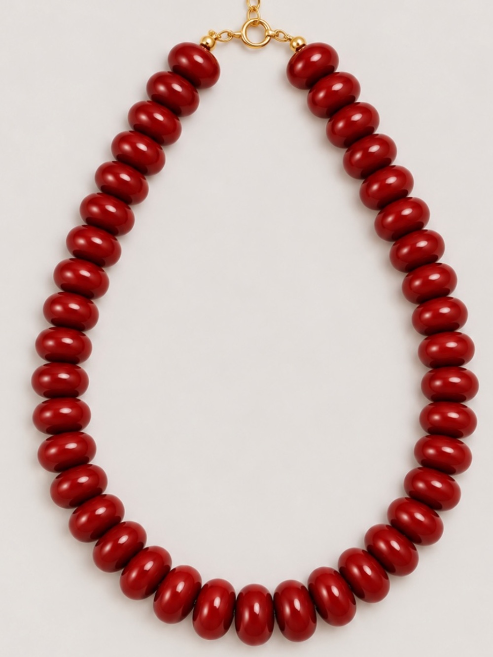 New! Red Beaded Dopamine Statement Necklace NWOT